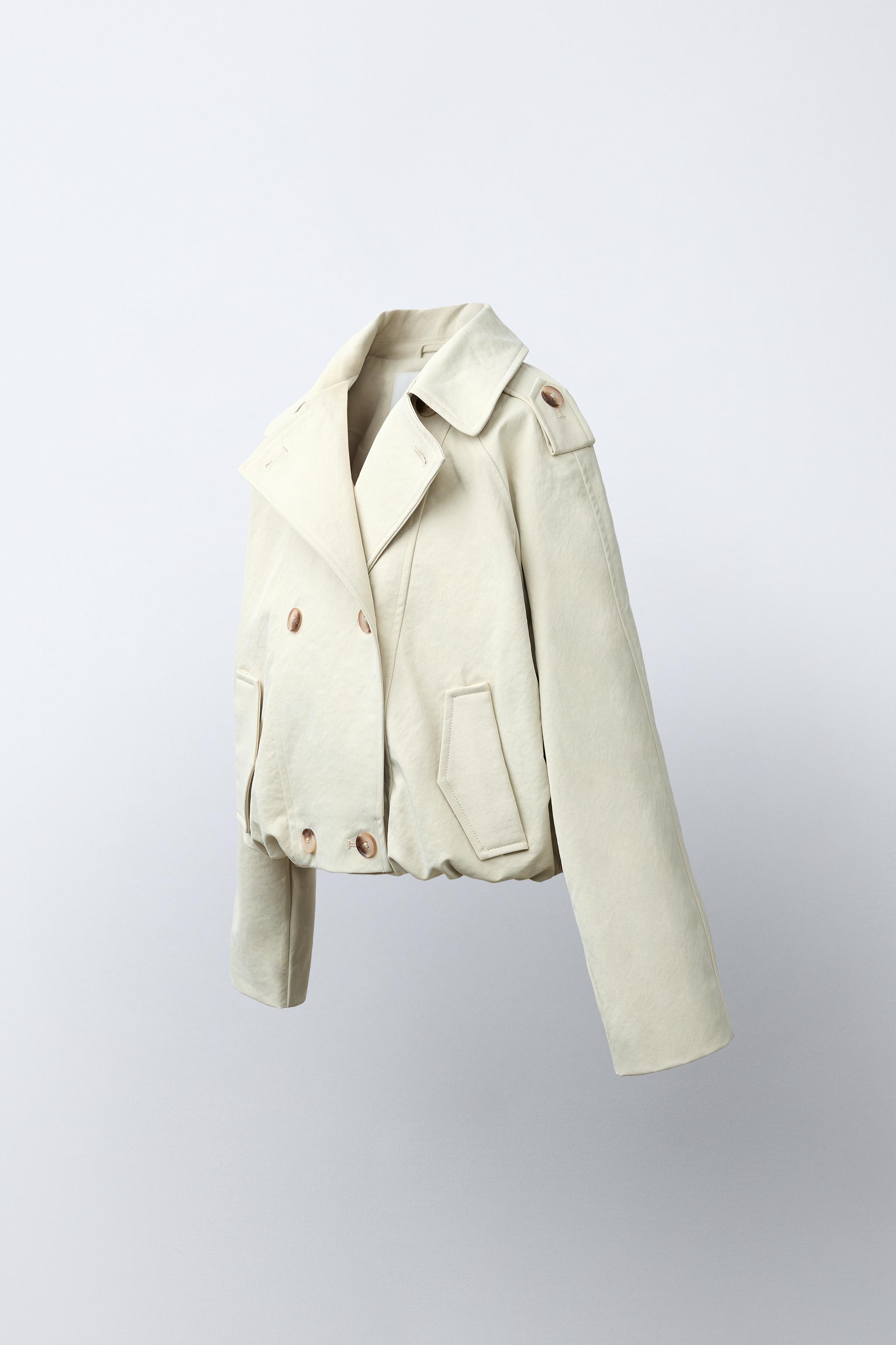 Детские куртки Zara CROPPED ELASTIC HEM TRENCH COAT — фото 3