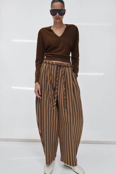 Zara ZW COLLECTION STRIPED BALLOON PANTS - Multicolored