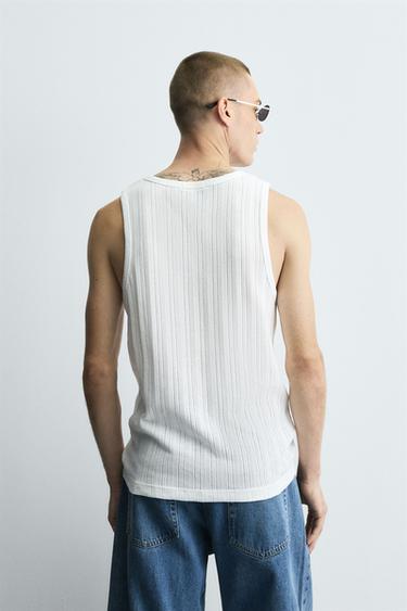 DÉBARDEUR CÔTELÉ BRODÉ - Blanc cassé de Zara - Image 2