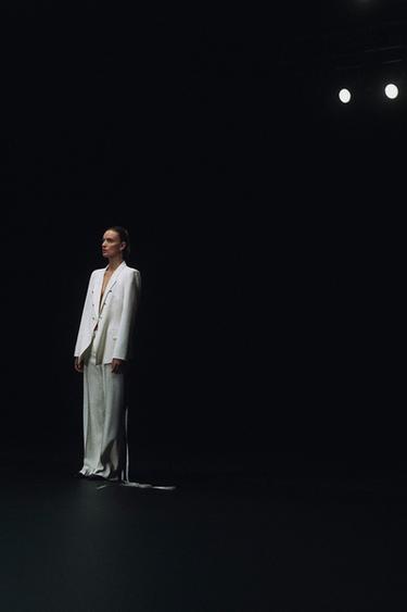 ZW COLLECTION DOUBLE-BREASTED SHOULDER PAD BLAZER - Ecru by Zara - Image 9