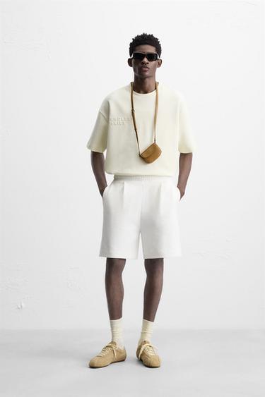EMBOSSED SLOGAN T-SHIRT - Oyster-white by Zara - Image 0