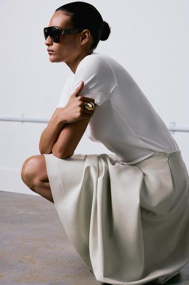 FALDA PLIEGUES ZW COLLECTION - Crudo de Zara