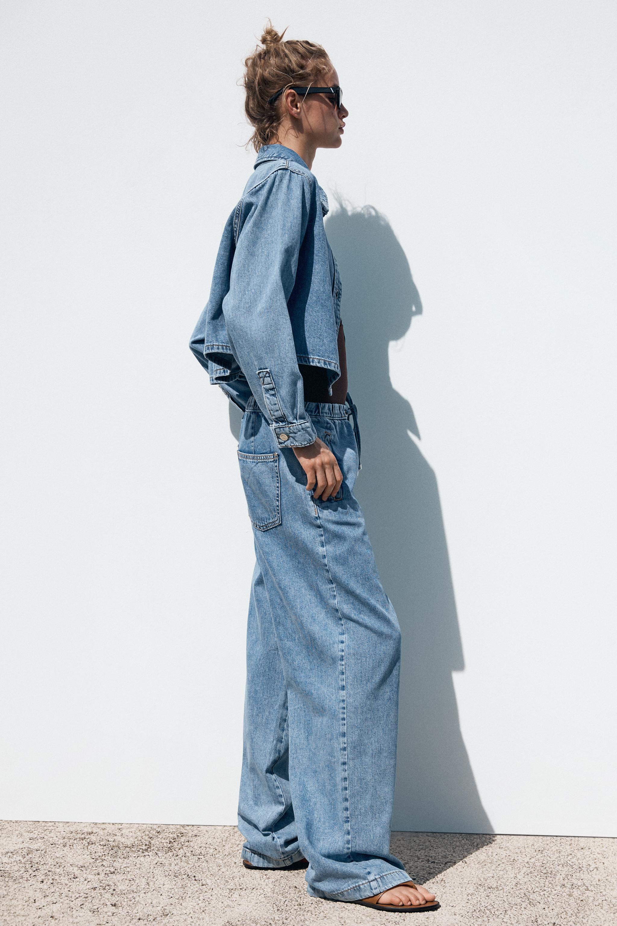 Z1975 クロップドデニムシャツ - ブルー | ZARA Japan / 日本 Z1975 クロップドデニムシャツ - ブルー | ZARA Japan / 日本