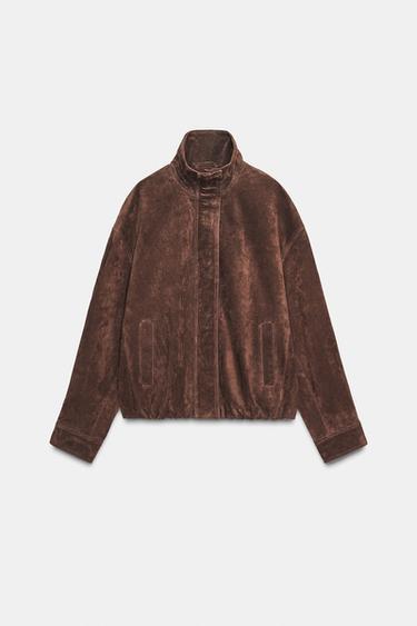 SUEDE LEATHER JACKET - Dark brown by Zara