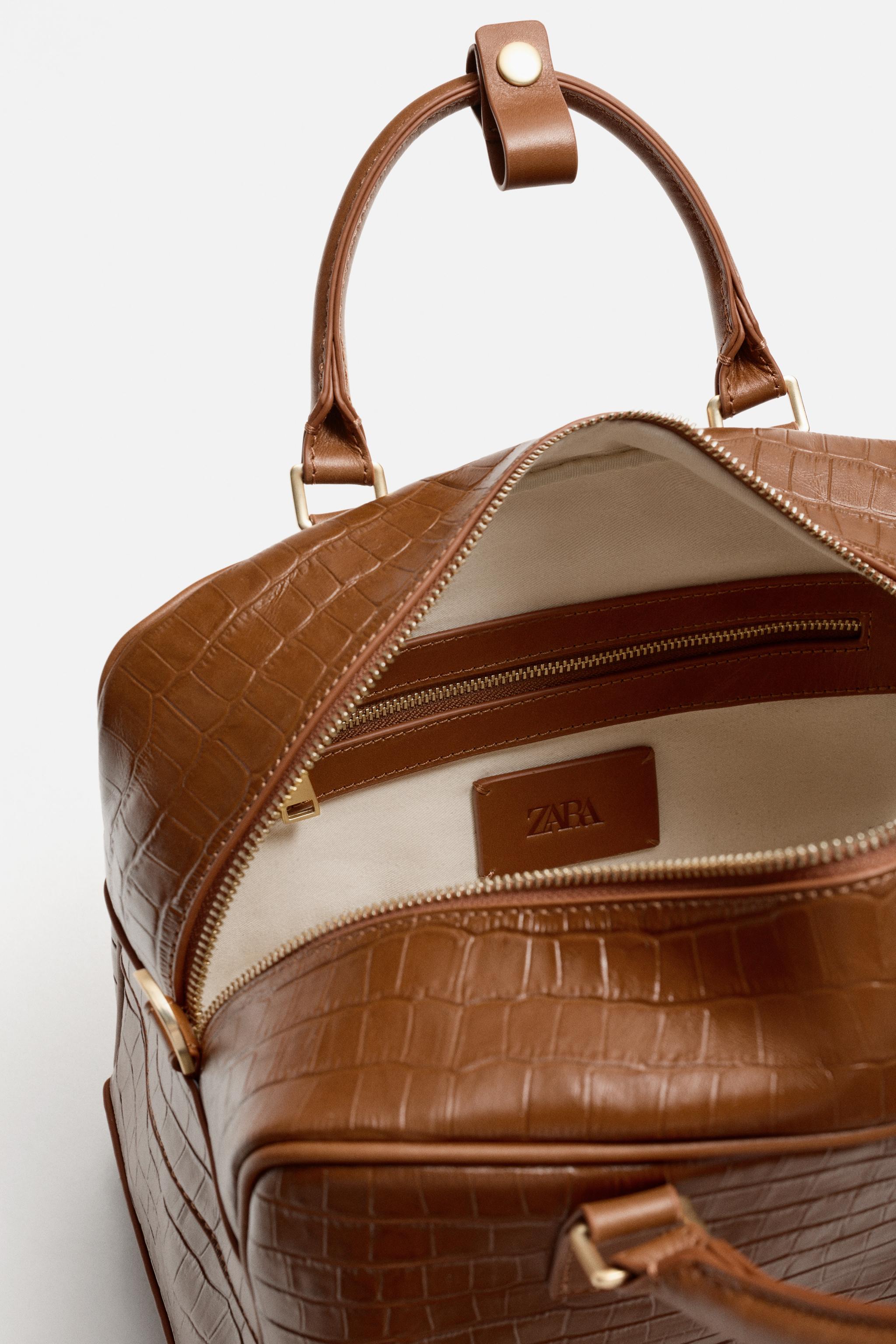 ZARA 2wayボウリングバッグ フェイクレザー エンボス加工 セールファッション - ZARA 2wayボウリングバッグ フェイク