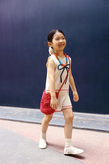 Zara 蝴蝶結針織上衣 - 裸色