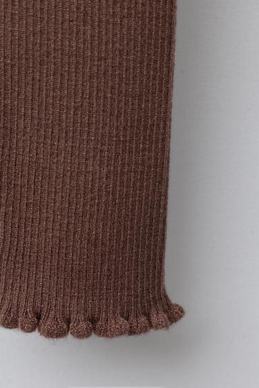 Zara KNIT BOW LEGGINGS - Chocolate
