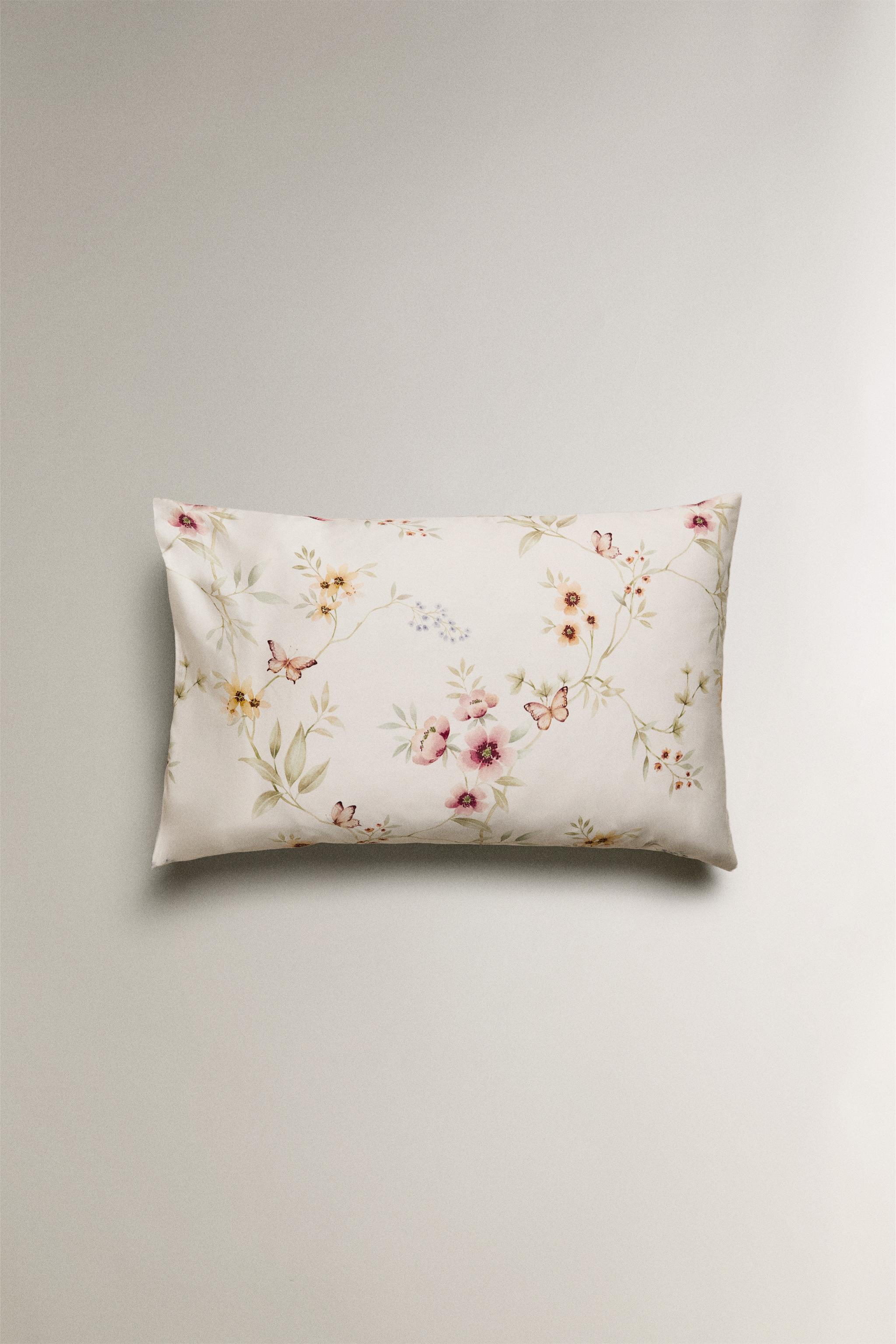 TAIE D’OREILLER SATIN IMPRIMÉ FLEUR