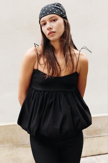 TOP BALLON AVEC STOPPERS - Noir de Zara - Image 0