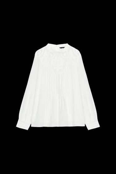 FLORAL EMBROIDERED BLOUSE - White by Zara - Image 0