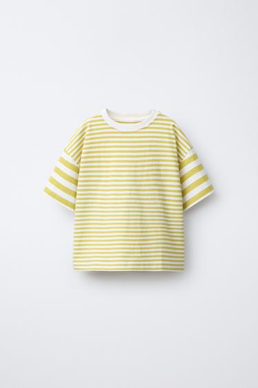 STRIPED T-SHIRT - Olive green by Zara