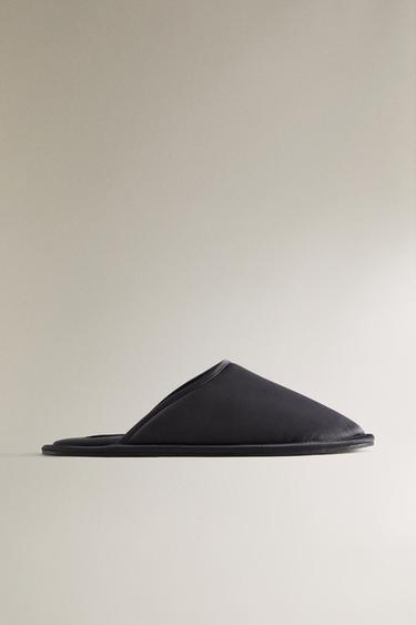 SATEEN MULE SLIPPERS - Blue by Zara
