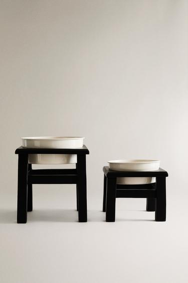 PET FOOD BOWL WITH STAND - Black by Zara - Image 0