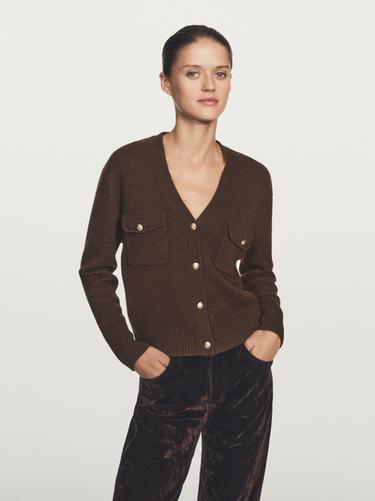 Zara V-neck knit cardigan with gold buttons - 734 - Image 0
