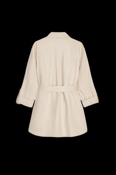 LINEN-BLEND SAFARI SHIRT - Light beige by Zara