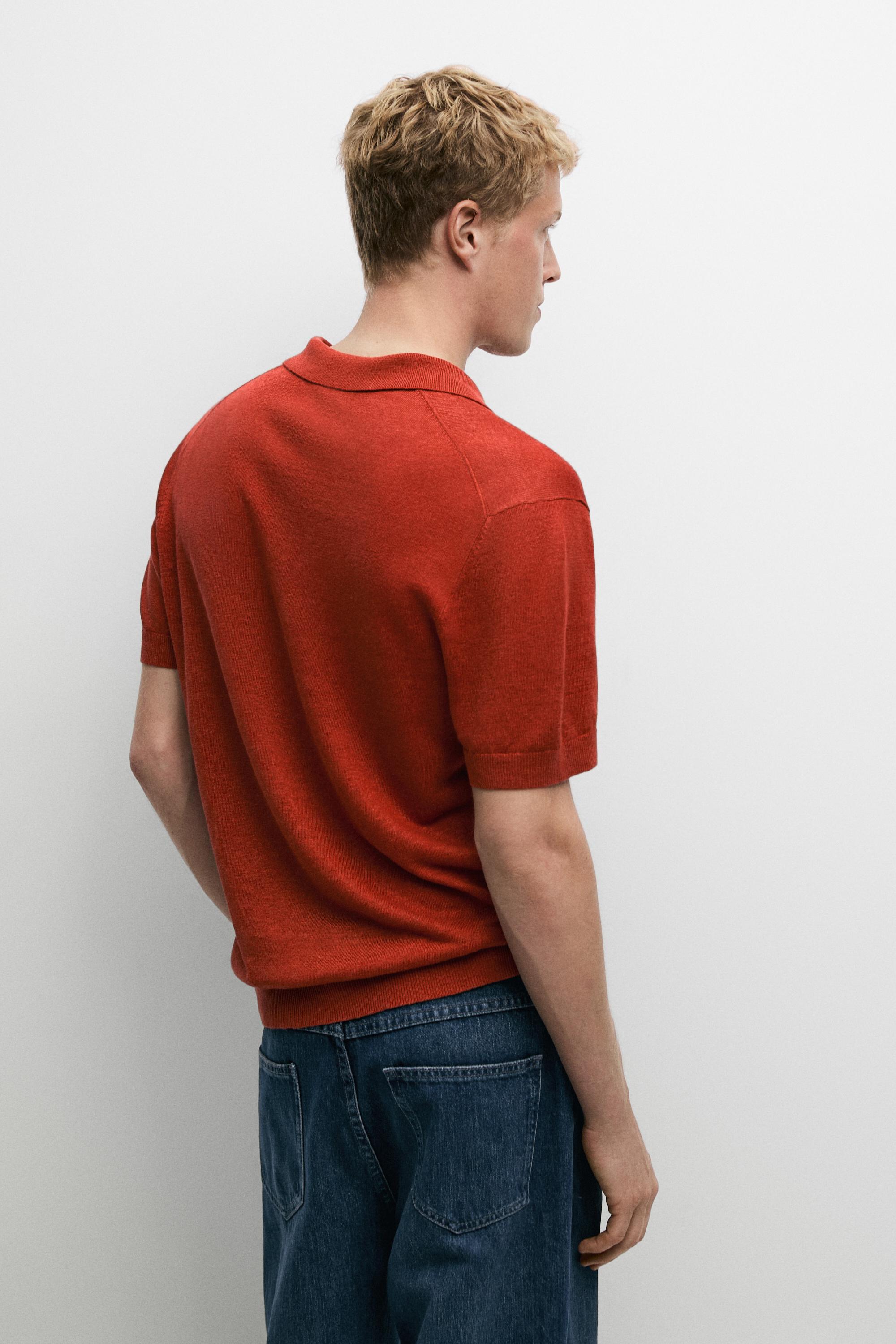 100% linen knit polo shirt
