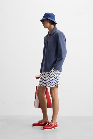 WAVY SHORT BERMUDA SHORTS - Blue/White by Zara - Image 3