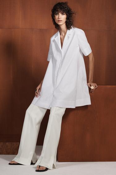 HEMDBLUSENKLEID MIT KURZARM ZW COLLECTION - Weiß von Zara