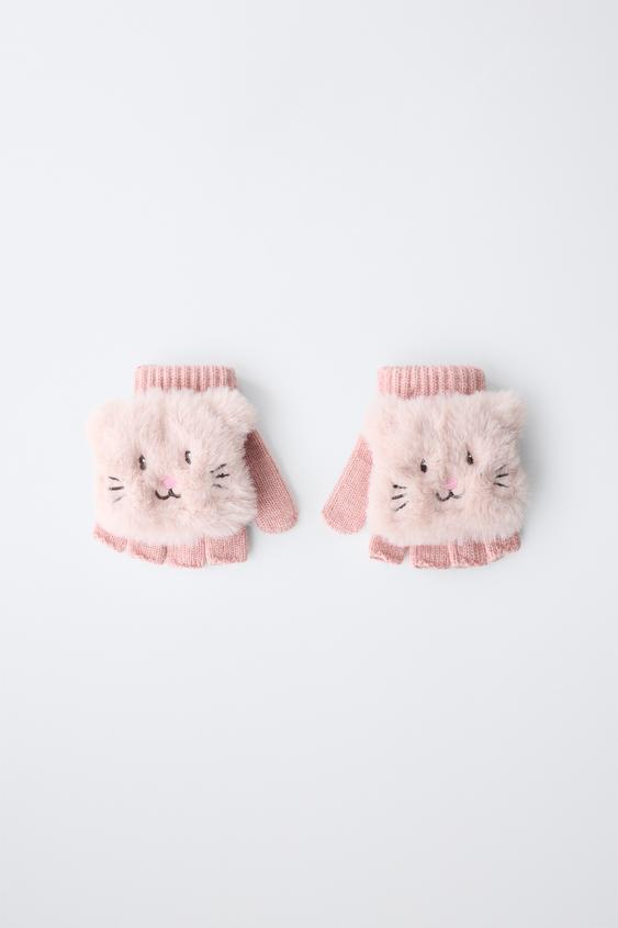 ANIMAL APPLIQUÉ MITTEN GLOVES - Pale pink de Zara - Imagen 0
