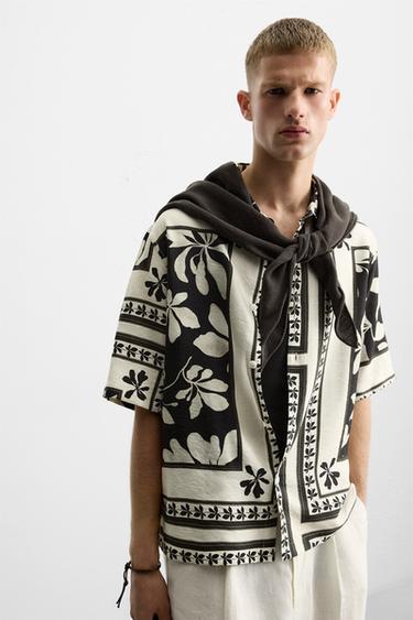 Zara COMBINATION PRINT SHIRT - Black