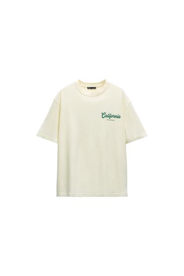 FADED-EFFECT T-SHIRT WITH SLOGAN