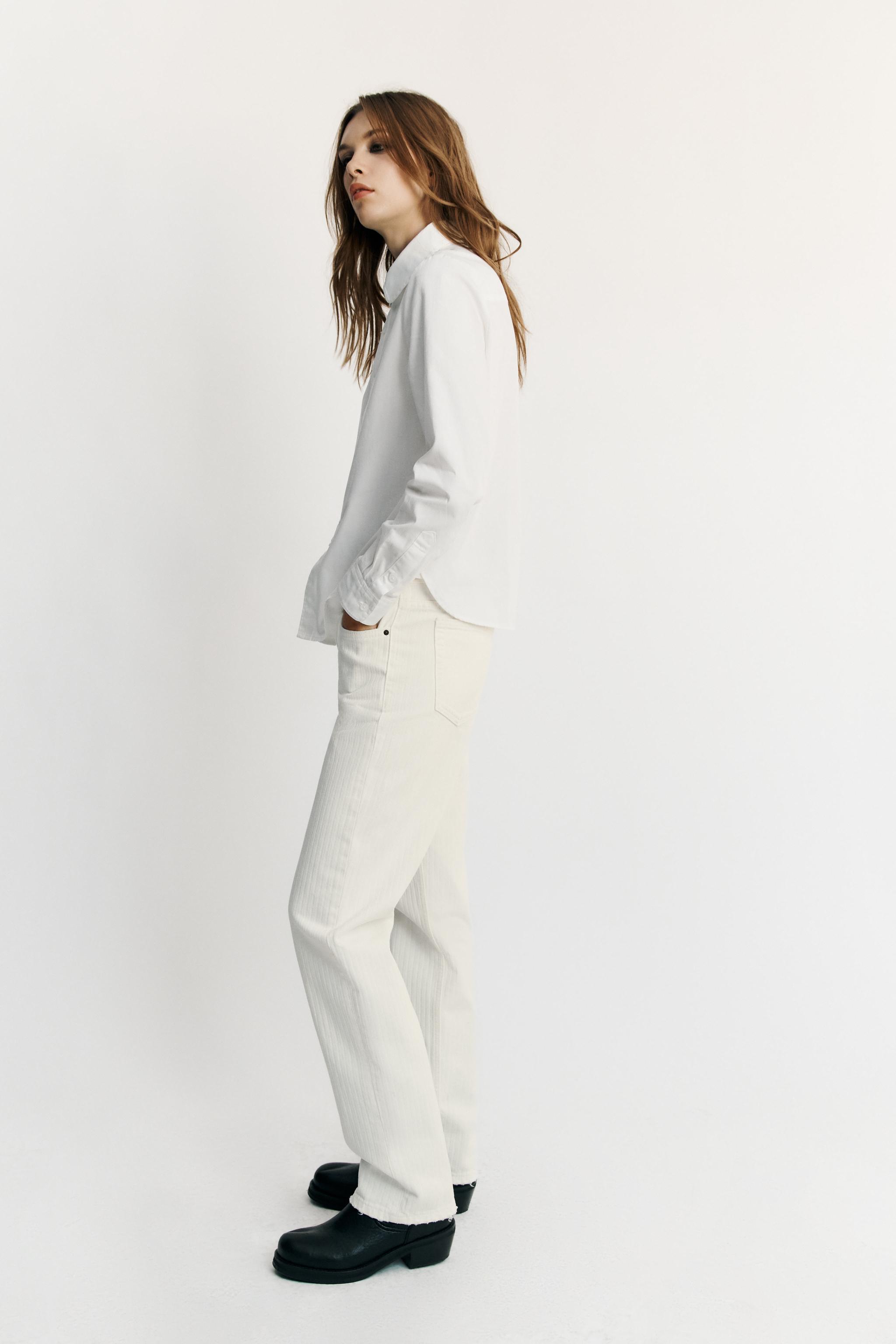 TRF MID-RISE STRIPED STRAIGHT FIT JEANS