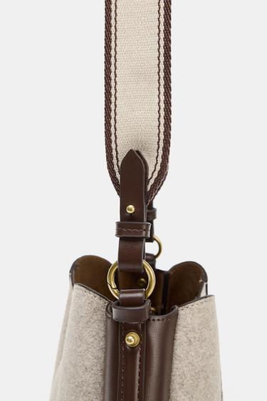TOPSTITCH FABRIC BUCKET BAG - Ecru by Zara - Image 8