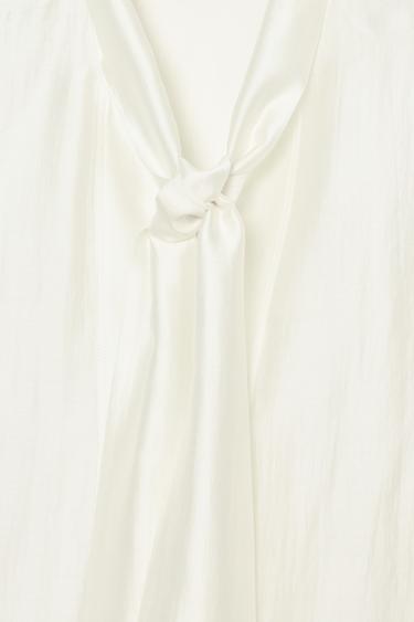 CHEMISE SATINÉE À LIENS ZW COLLECTION - Blanc cassé de Zara - Image 7