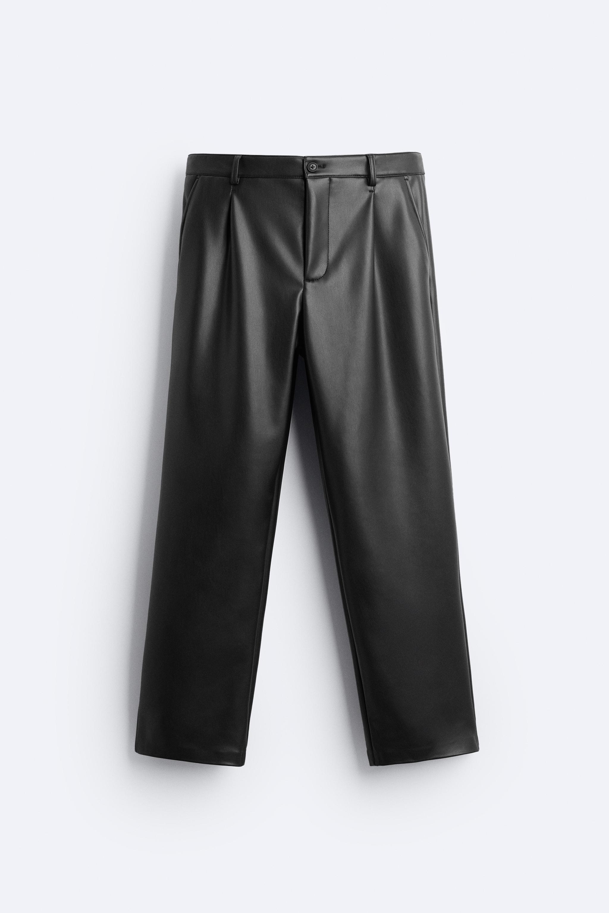 Zara Faux Leather Flare Pants with Zipper at hem in Black Size Medium