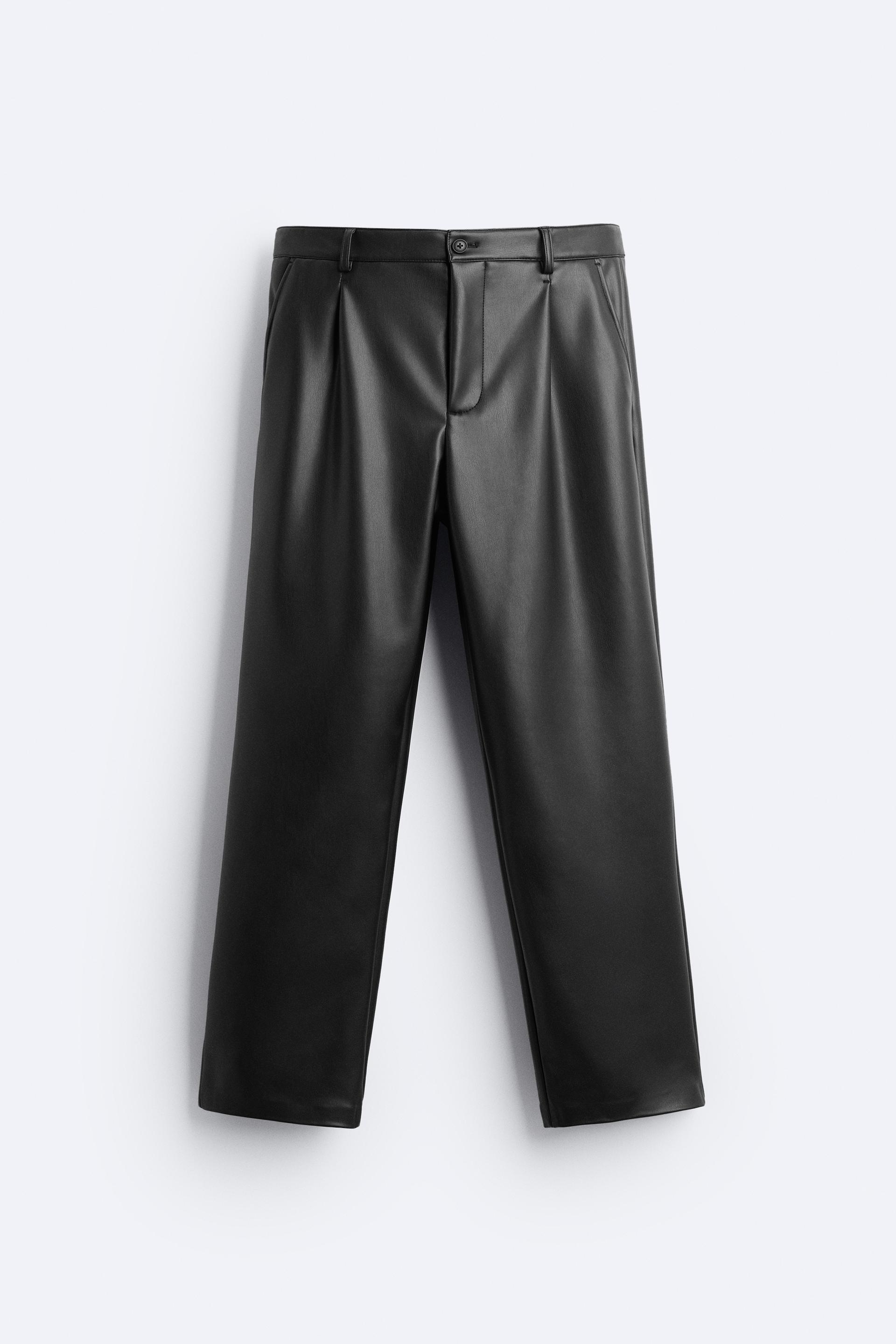 Zara High Rise Faux Leather Mom Fit Pants Black Small