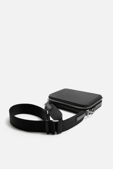 LEATHER CROSSBODY BAG - Black by Zara - Image 1