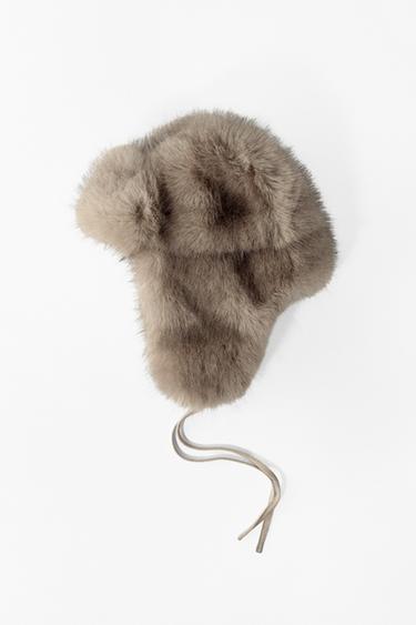 Zara AVIJATIČARSKA KAPA S UMJETNIM KRZNOM – Bež