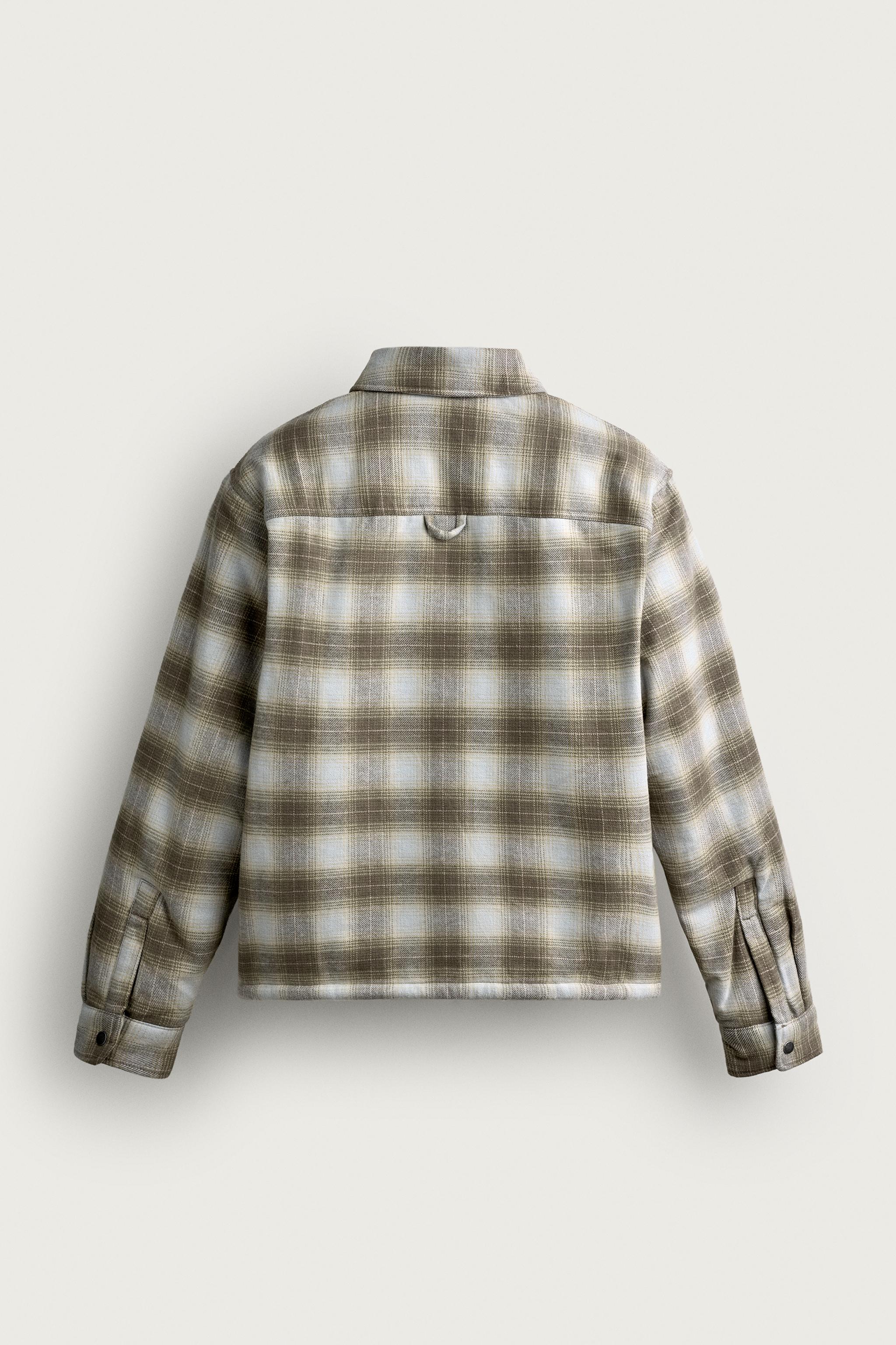 PLAID SHERPA-LINED OVERSHIRT