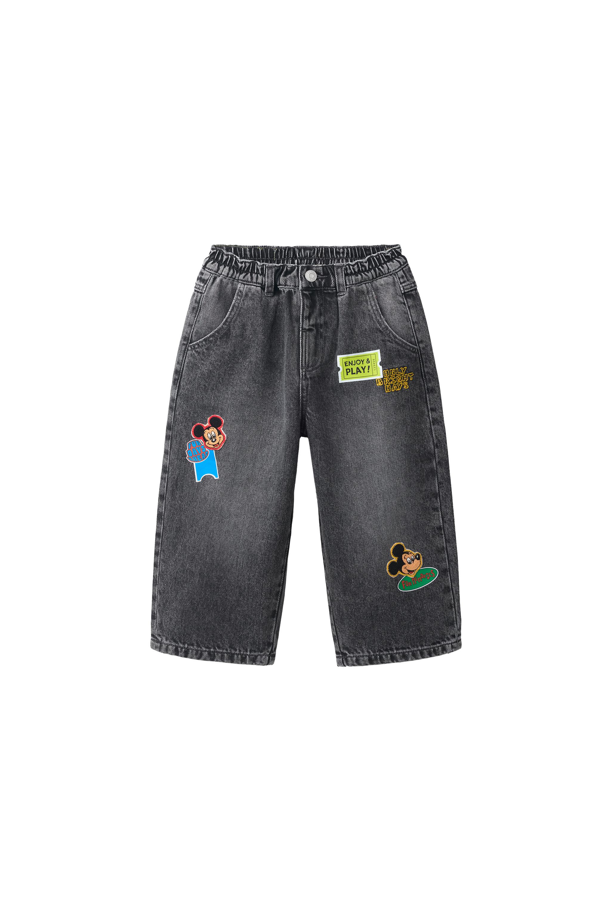 MICKEY MOUSE © DISNEY PATCH STRAIGHT JEANS - Gray marl | ZARA