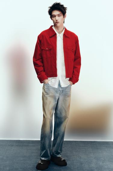 BOXY FIT CORDUROY OVERSHIRT - Red by Zara