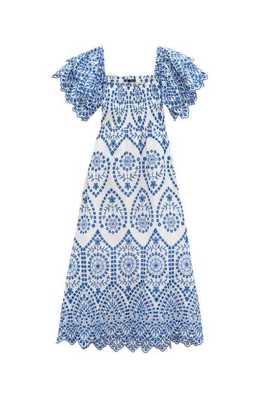 DRESS WITH EMBROIDERED RUFFLES SLEEVES