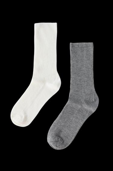 PACK OF 2 RIBBED SOCKS - White by Zara