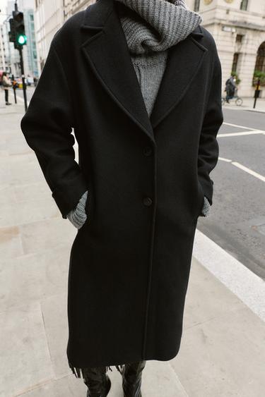 MANTEAU OVERSIZE POIGNET CONTRASTANT - Noir de Zara - Image 1