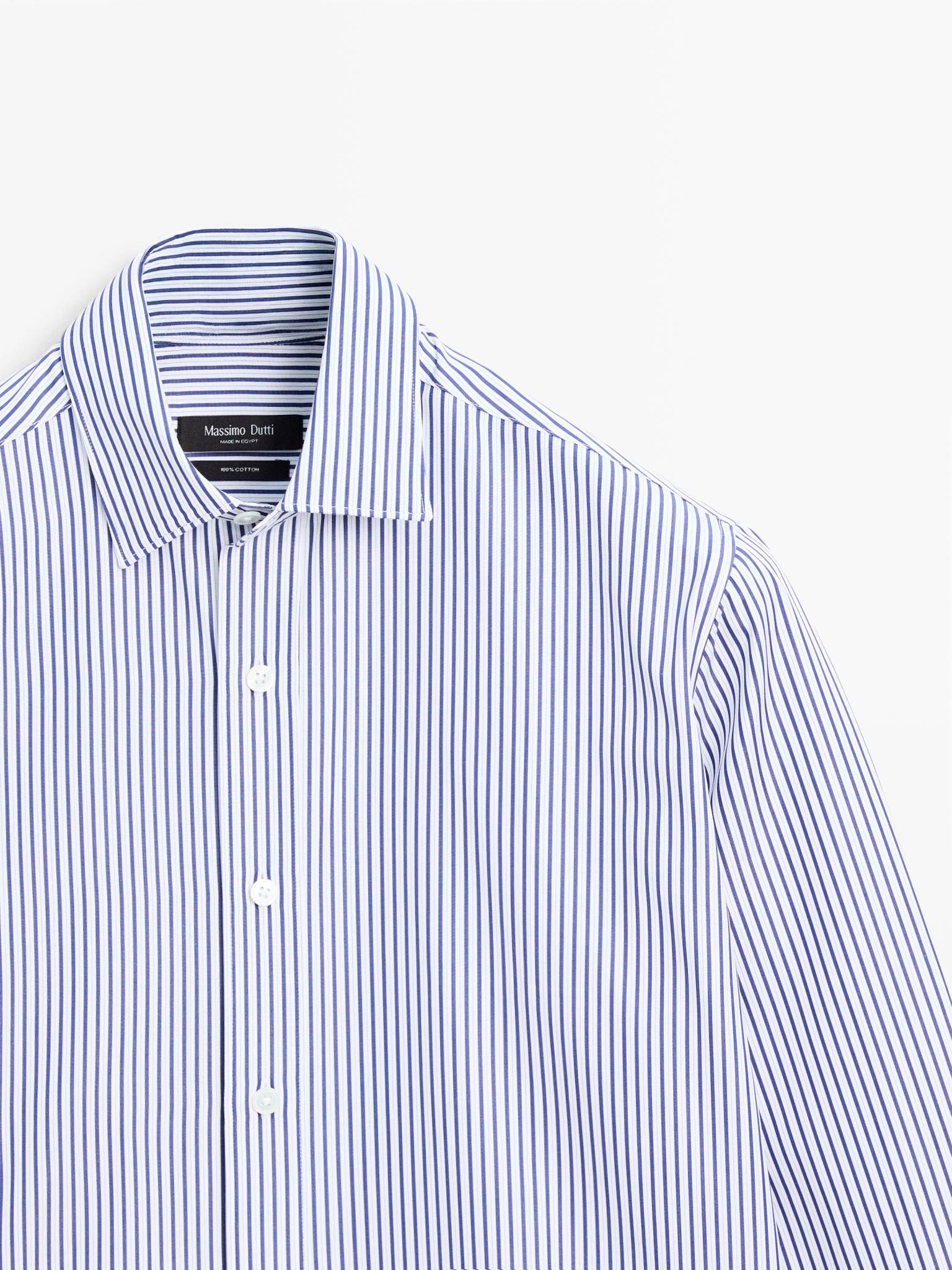 Regular fit striped 100% cotton shirt