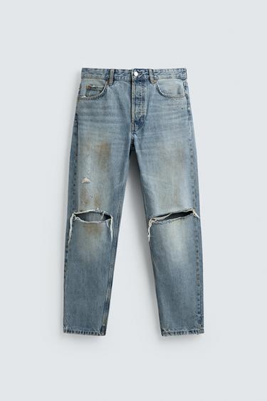 REGULAR FIT VINTAGE RIPPED JEANS - Blue by Zara