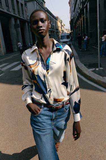 FLORAL PRINT SATIN SHIRT - Multicoloured by Zara