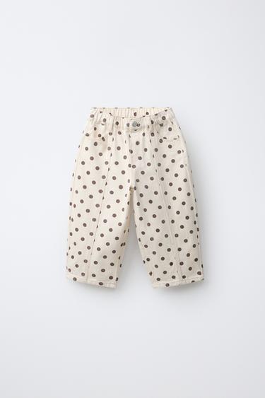 Pantalones de twill con pierna globo y lunares