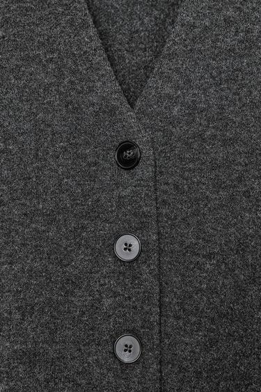 GILET EN MAILLE COL EN V - Gris anthracite de Zara - Image 7