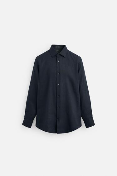 РУБАШКА ИЗ 100% ЛЬНА — МОРСКОЙ СИНИЙ от Zara