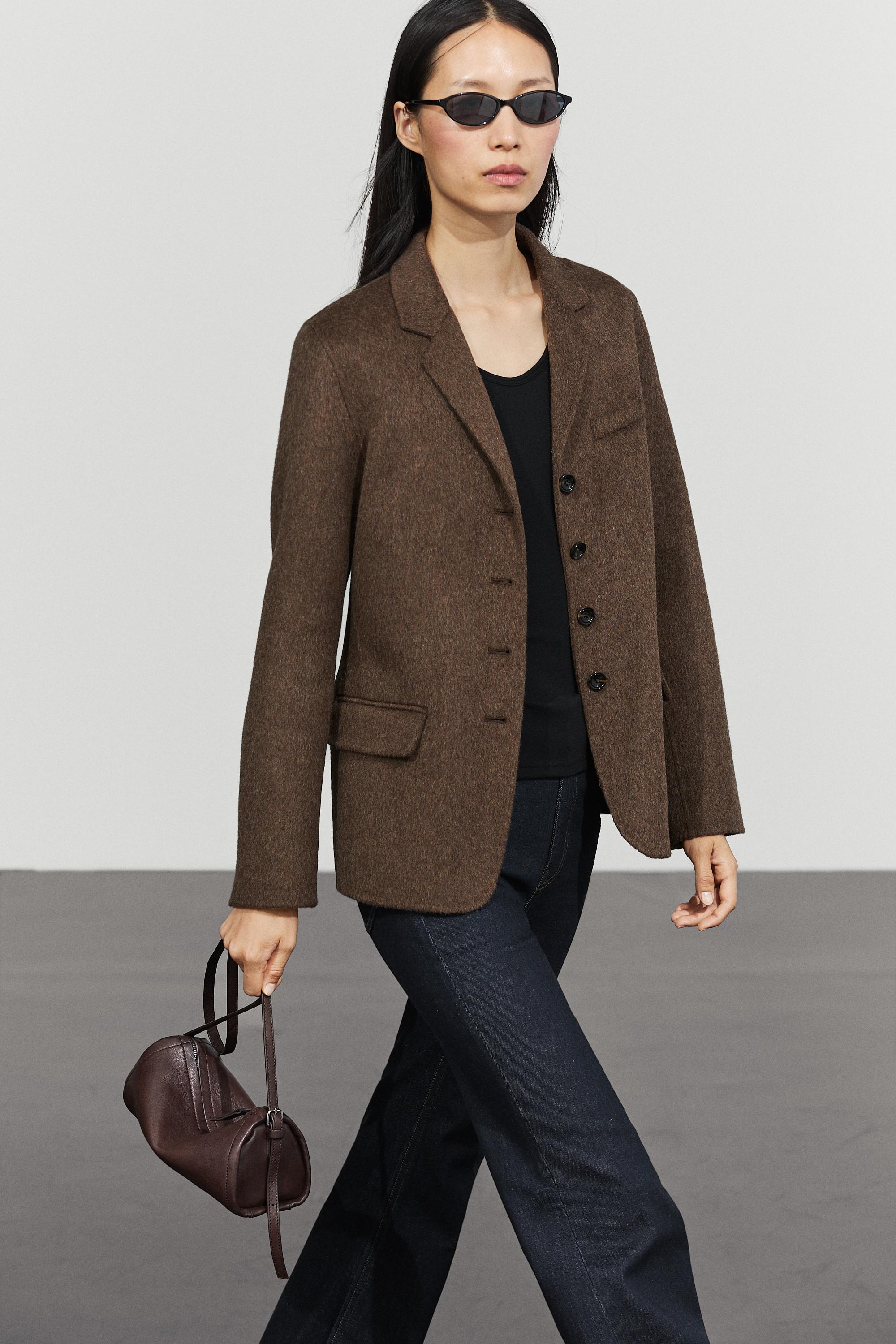 Wool blend blazer — Dark brown