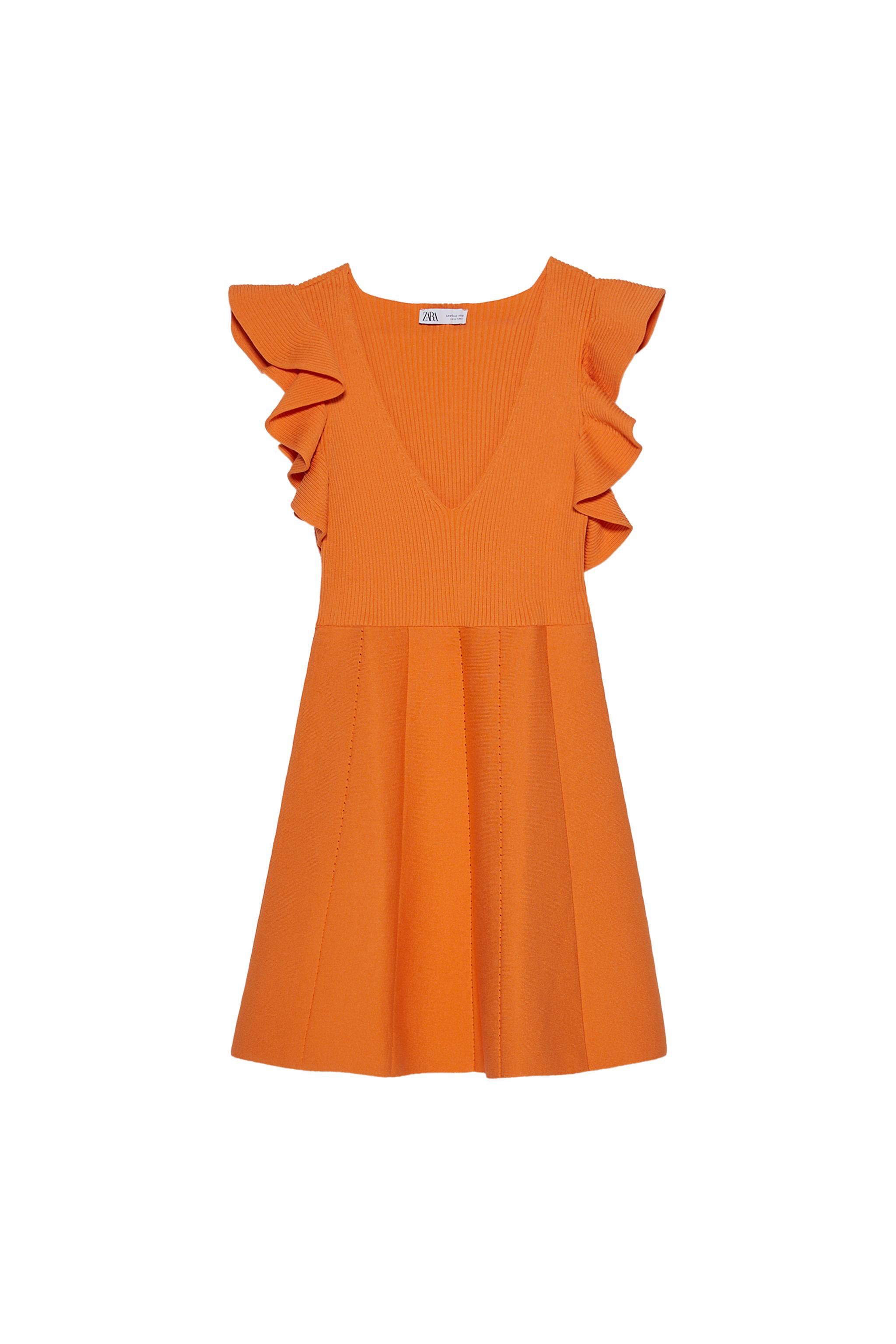 ruffled knit dress zara SECOND HAND color_sky