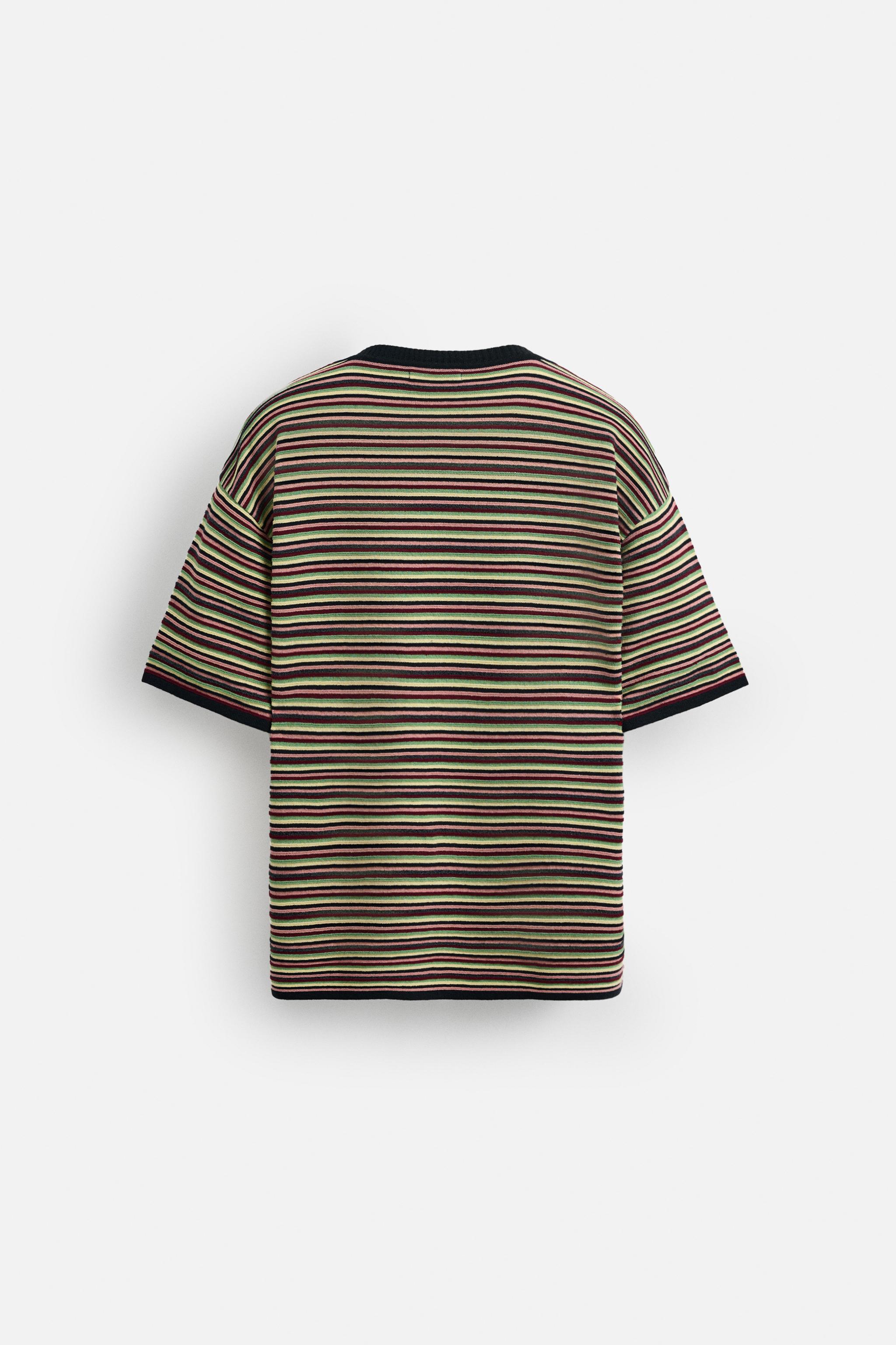 ストライプ柄ニットTシャツ - マルチカラ― | ZARA Japan / 日本