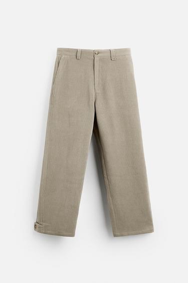 CALÇA COM PERNA LARGA DE VELUDO - Areia da Zara - Imagem 0