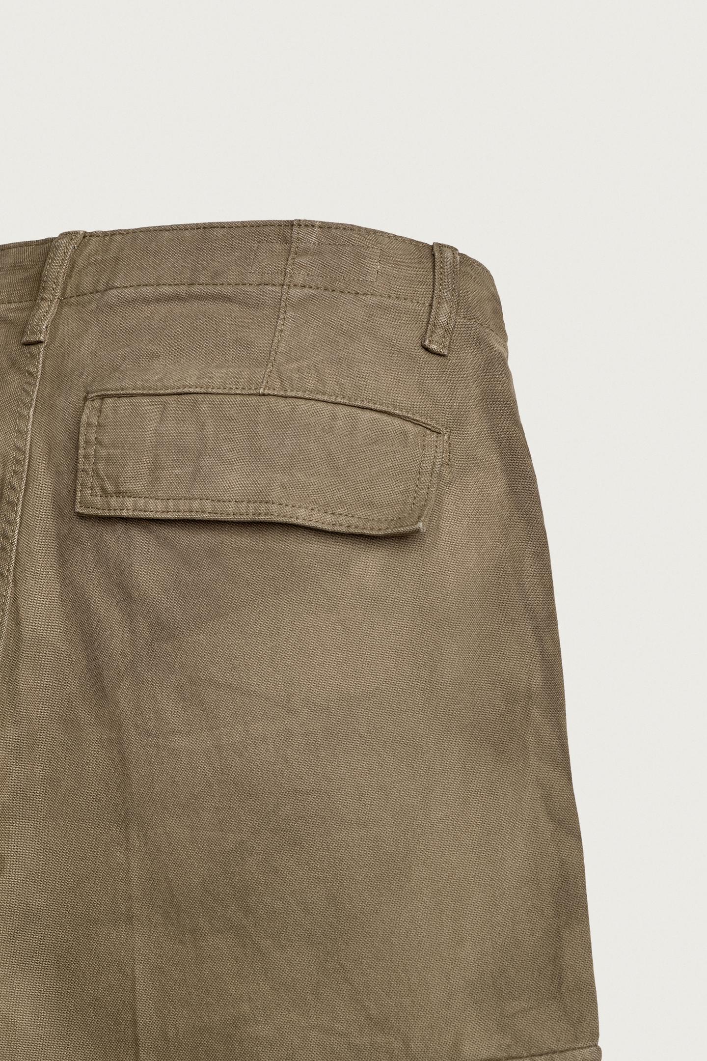 Мужские брюки Zara Balloon Fit Cargo, цвет: Хаки — фото 9