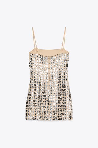 ROBE COURTE À SEQUINS - Argent de Zara - Image 6